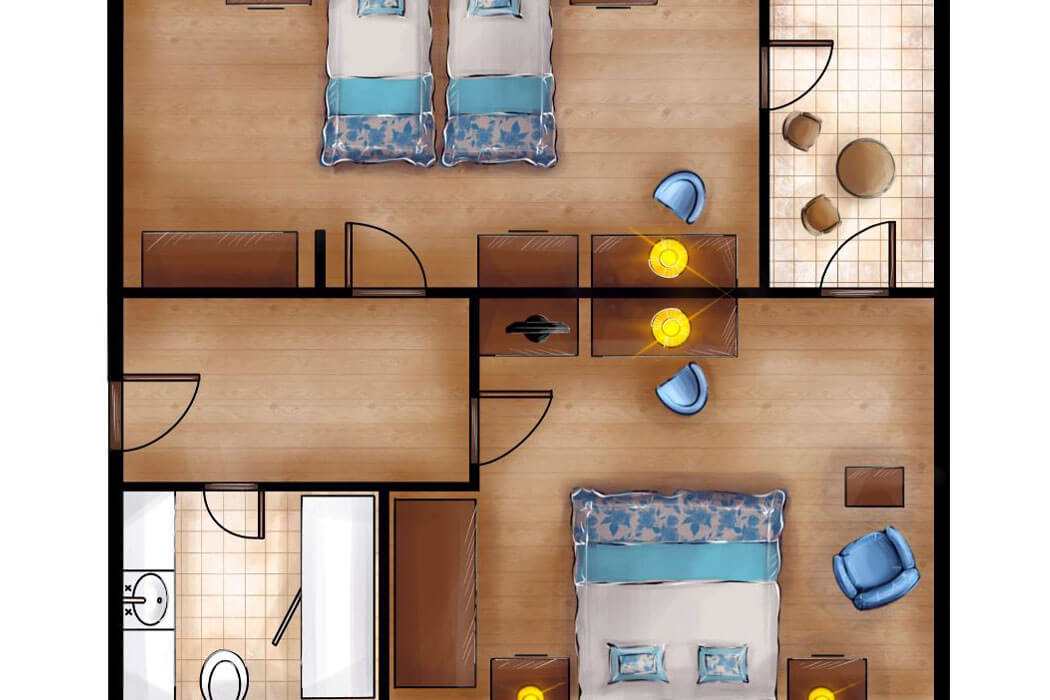 Seven Seas Hotel Life - widok z góry na pokój rodzinny bungalow